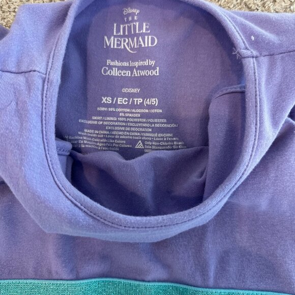 Girls' Disney The Little Mermaid Dress - Light Teal Blue Size XS 4/5 - Picture 3 of 3